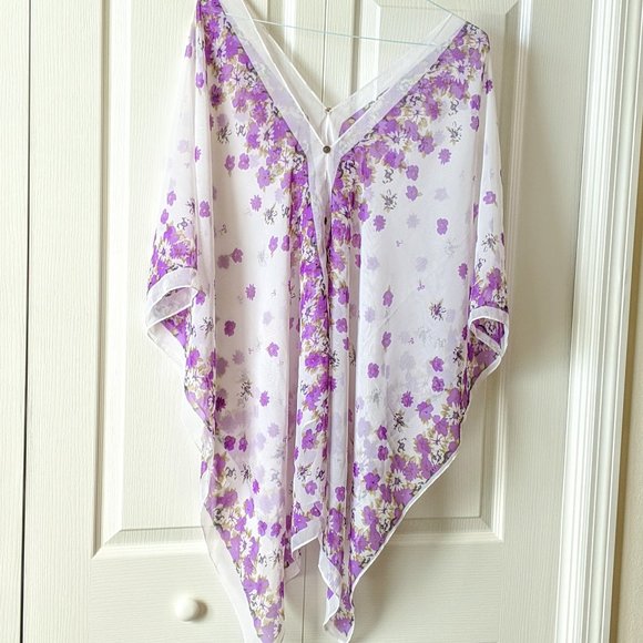 Other - White and purple floral swim coverup